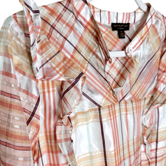 NWOT Anthropologie Polly Ruffled Peasant Blouse Plaid Top Medium - Picture 14 of 16